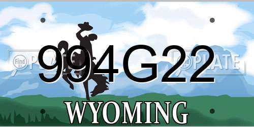 994G22 Wyoming License Plate
