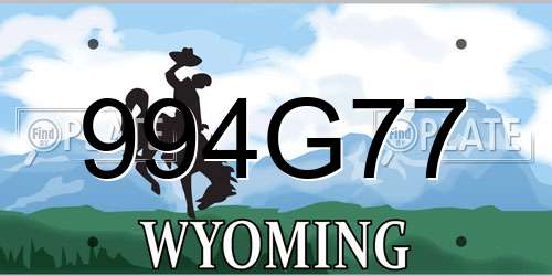 994G77 Wyoming License Plate