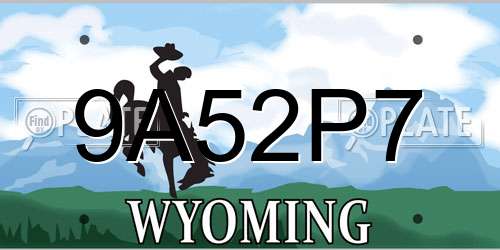 9A52P7 Wyoming License Plate