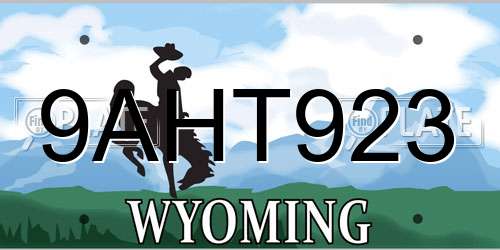 9AHT923 Wyoming License Plate