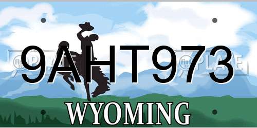 9AHT973 Wyoming License Plate