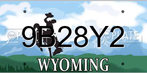 9B28Y2 Wyoming License Plate