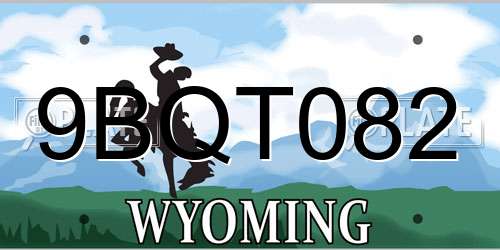 9BQT082 Wyoming License Plate