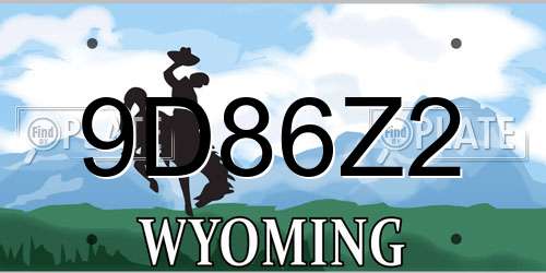 9D86Z2 Wyoming License Plate