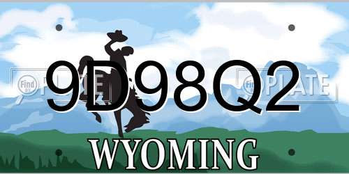 9D98Q2 Wyoming License Plate