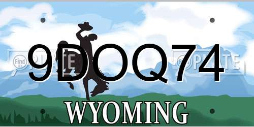 9DOQ74 Wyoming License Plate