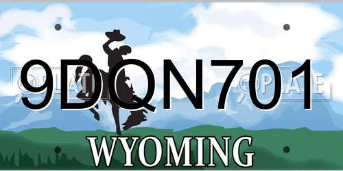 9DQN701 Wyoming License Plate