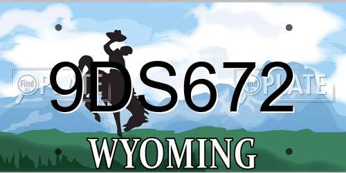 9DS672 Wyoming License Plate