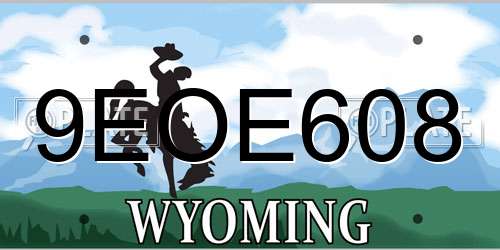 9EOE608 Wyoming License Plate