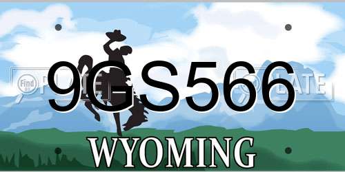9GS566 Wyoming License Plate