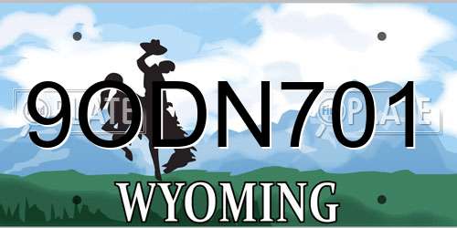 9ODN701 Wyoming License Plate