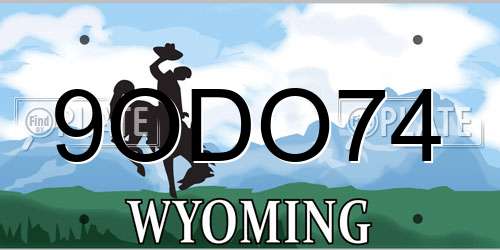 9ODO74 Wyoming License Plate
