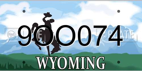 9OO074 Wyoming License Plate