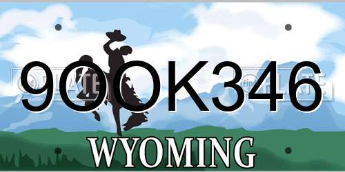 9OOK346 Wyoming License Plate