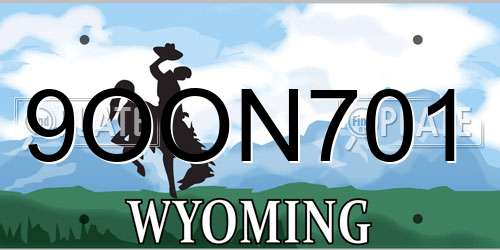 9OON701 Wyoming License Plate