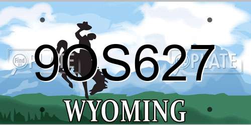 9OS627 Wyoming License Plate