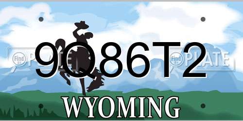 9Q86T2 Wyoming License Plate