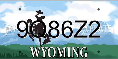 9Q86Z2 Wyoming License Plate