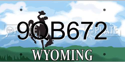9QB672 Wyoming License Plate