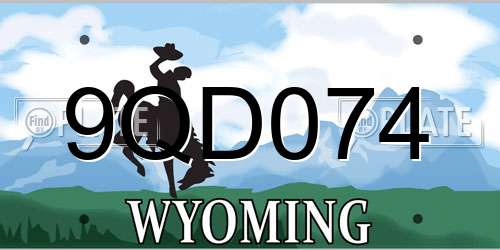 9QD074 Wyoming License Plate