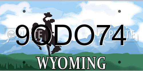 9QDO74 Wyoming License Plate