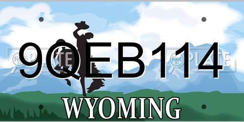 9QEB114 Wyoming License Plate