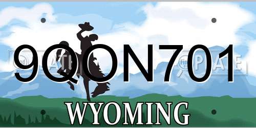 9QON701 Wyoming License Plate