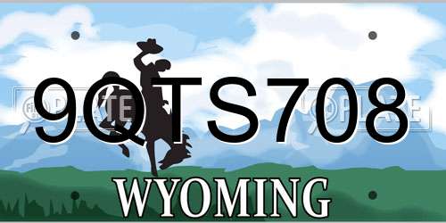 9QTS708 Wyoming License Plate
