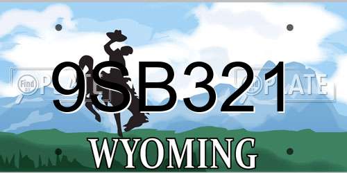 9SB321 Wyoming License Plate