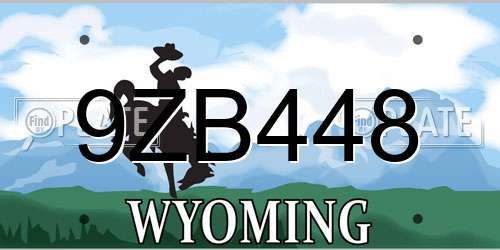 9ZB448 Wyoming License Plate