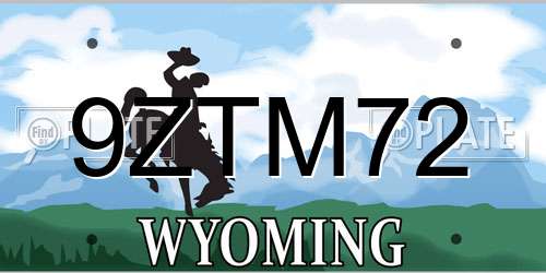 9ZTM72 Wyoming License Plate