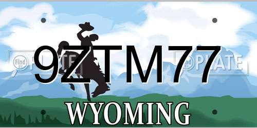 9ZTM77 Wyoming License Plate