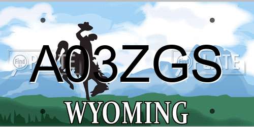 A03ZGS Wyoming License Plate
