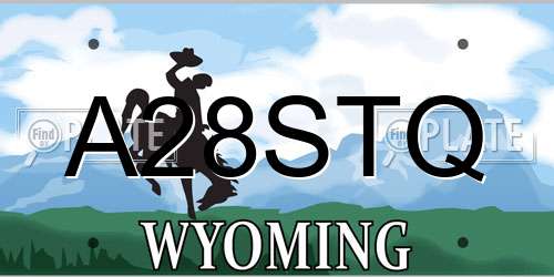 A28STQ Wyoming License Plate