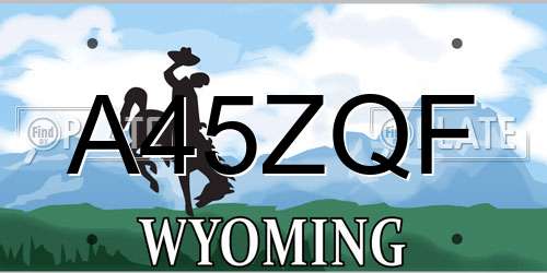 A45ZQF Wyoming License Plate