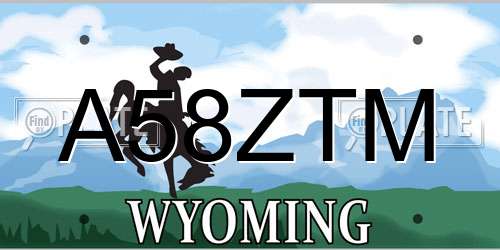 A58ZTM Wyoming License Plate