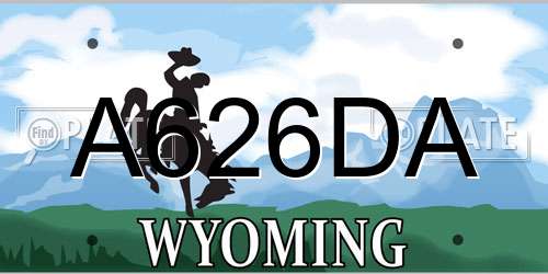 A626DA Wyoming License Plate