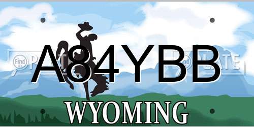 A84YBB Wyoming License Plate