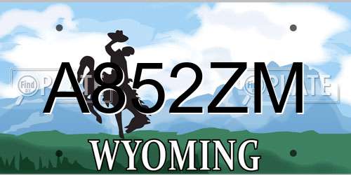A852ZM Wyoming License Plate