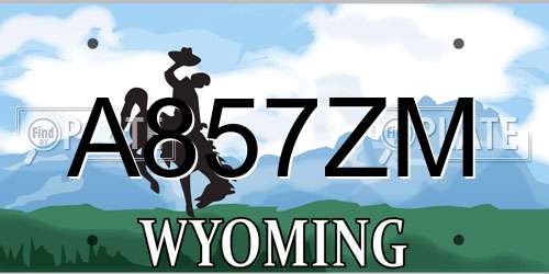 A857ZM Wyoming License Plate