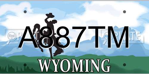 A887TM Wyoming License Plate