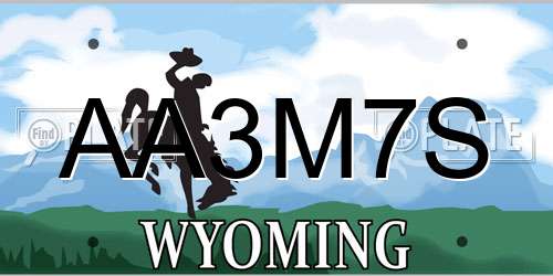 AA3M7S Wyoming License Plate