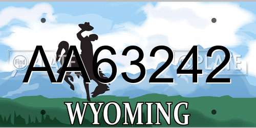 AA63242 Wyoming License Plate