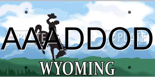 AAADDOD Wyoming License Plate