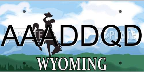 AAADDQD Wyoming License Plate