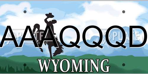 AAAQQQD Wyoming License Plate