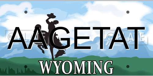 AAGETAT Wyoming License Plate