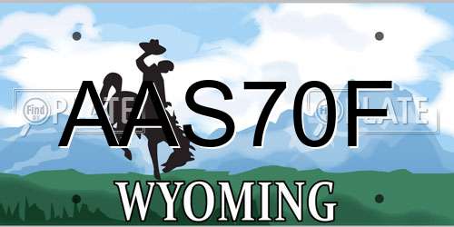 AAS70F Wyoming License Plate