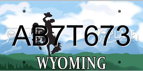 AB7T673 Wyoming License Plate