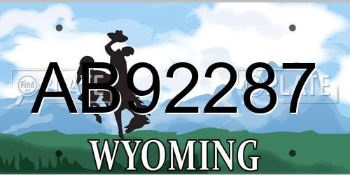 AB92287 Wyoming License Plate
